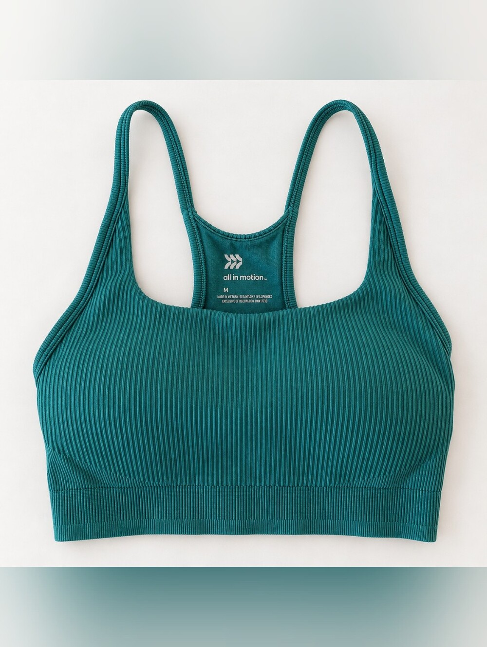 all in motion Teal Ribbed Racerback Sports Bra Medium
